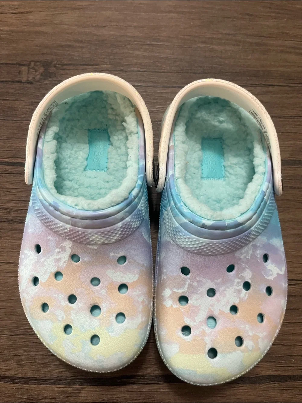 CROCS Kids Pastel Tie-Dye Fleece-Lined Clogs C10  New - no box